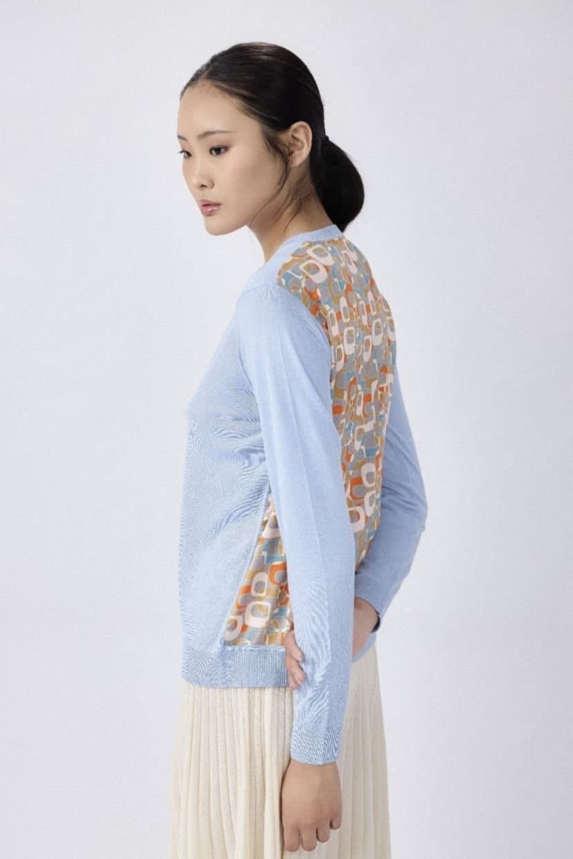 Denner Cashmere Denner Cashmere Pale Blue Silk Blend Cardigan