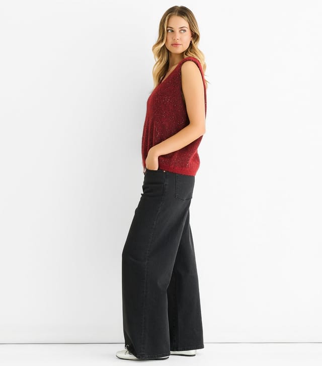 Gini London Women's Red Sparkle Knit Vest Gini London New Look - 3