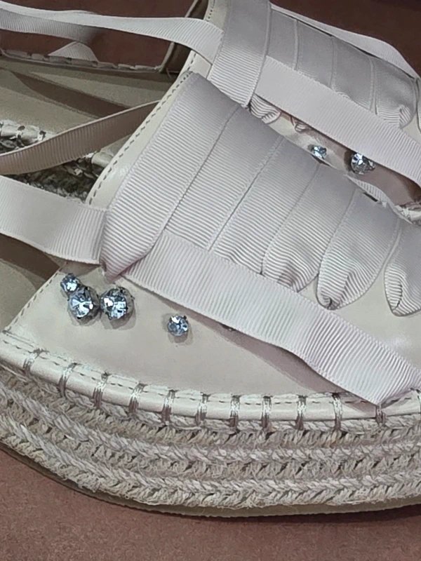 ASOS Asos cream/beige diamante lace up espadrille - 1