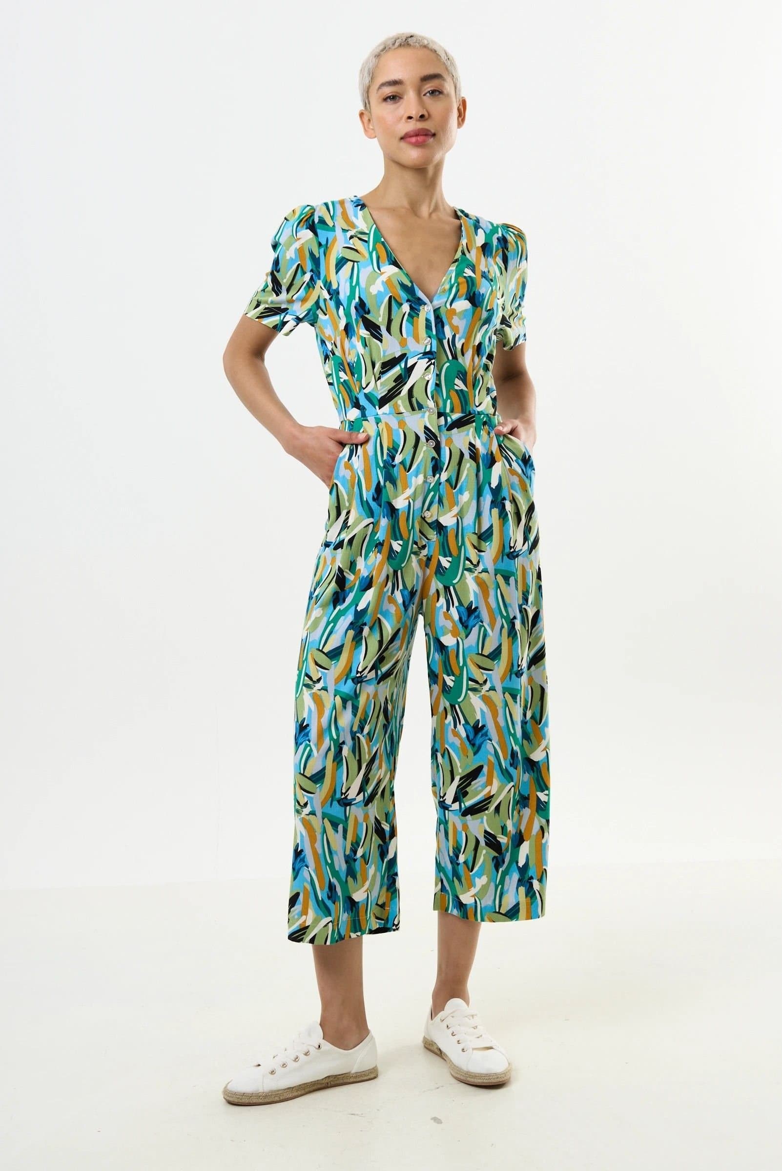 Louche Louche Women's Belen Brushstroke Print V-neck Jumpsuit
