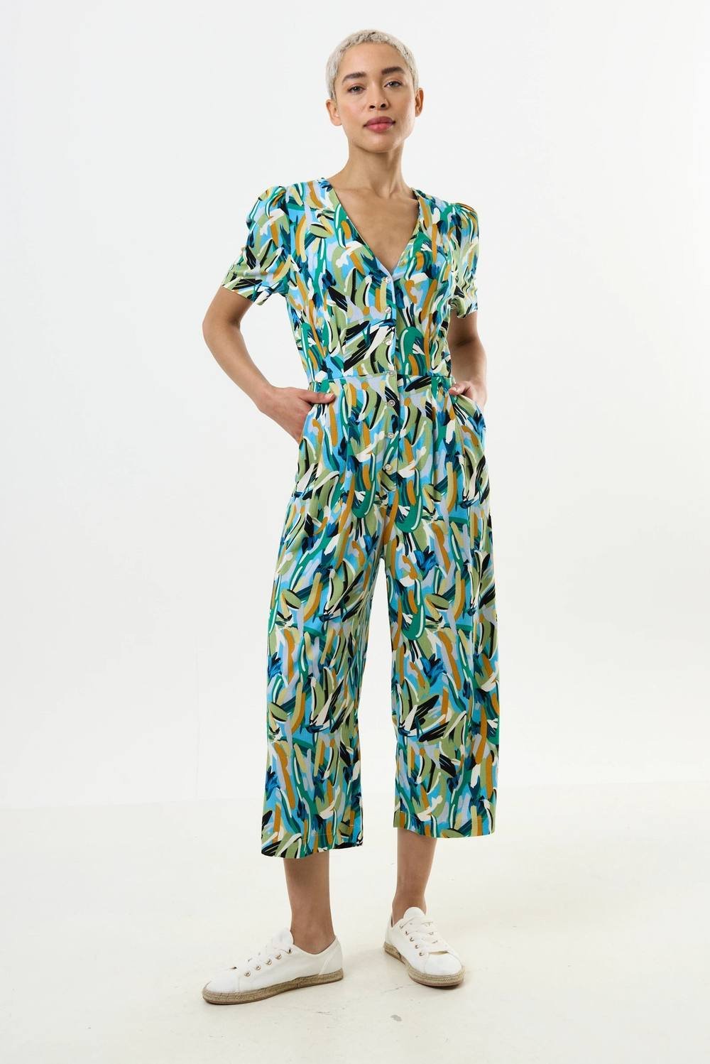 Louche Louche Women's Belen Brushstroke Print V-neck Jumpsuit - 3