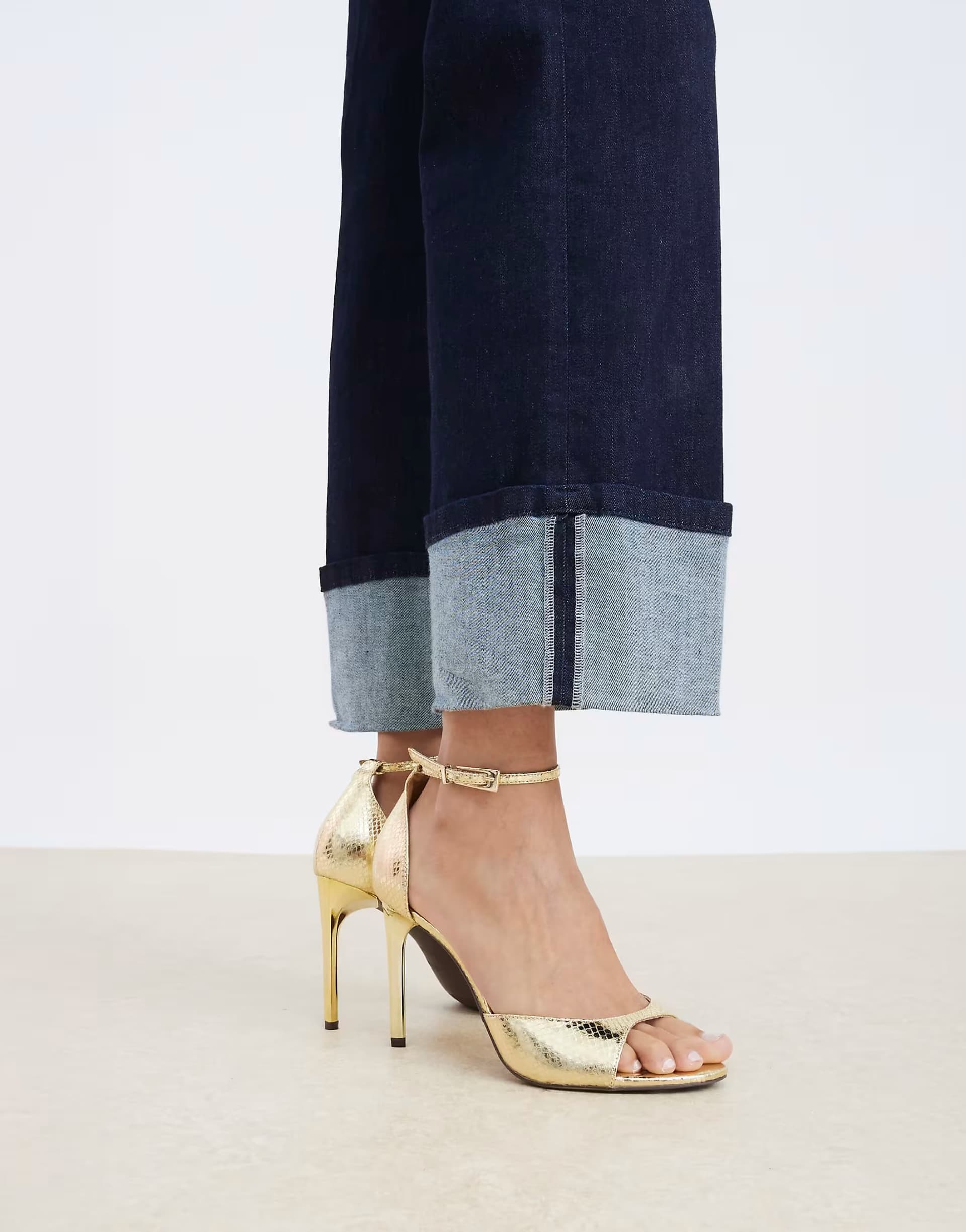 ASOS River Island Wide fit closed back open toe heels in gold