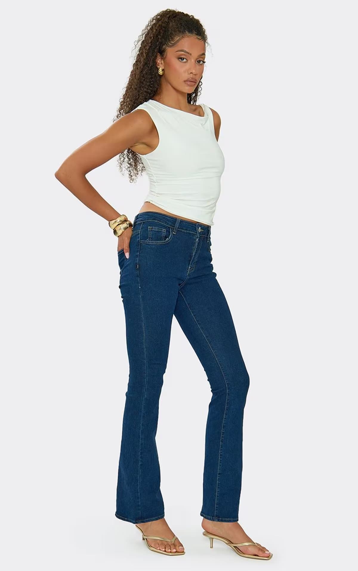 EGO EGO Blue Denim Mid Rise Skinny Flare Jeans