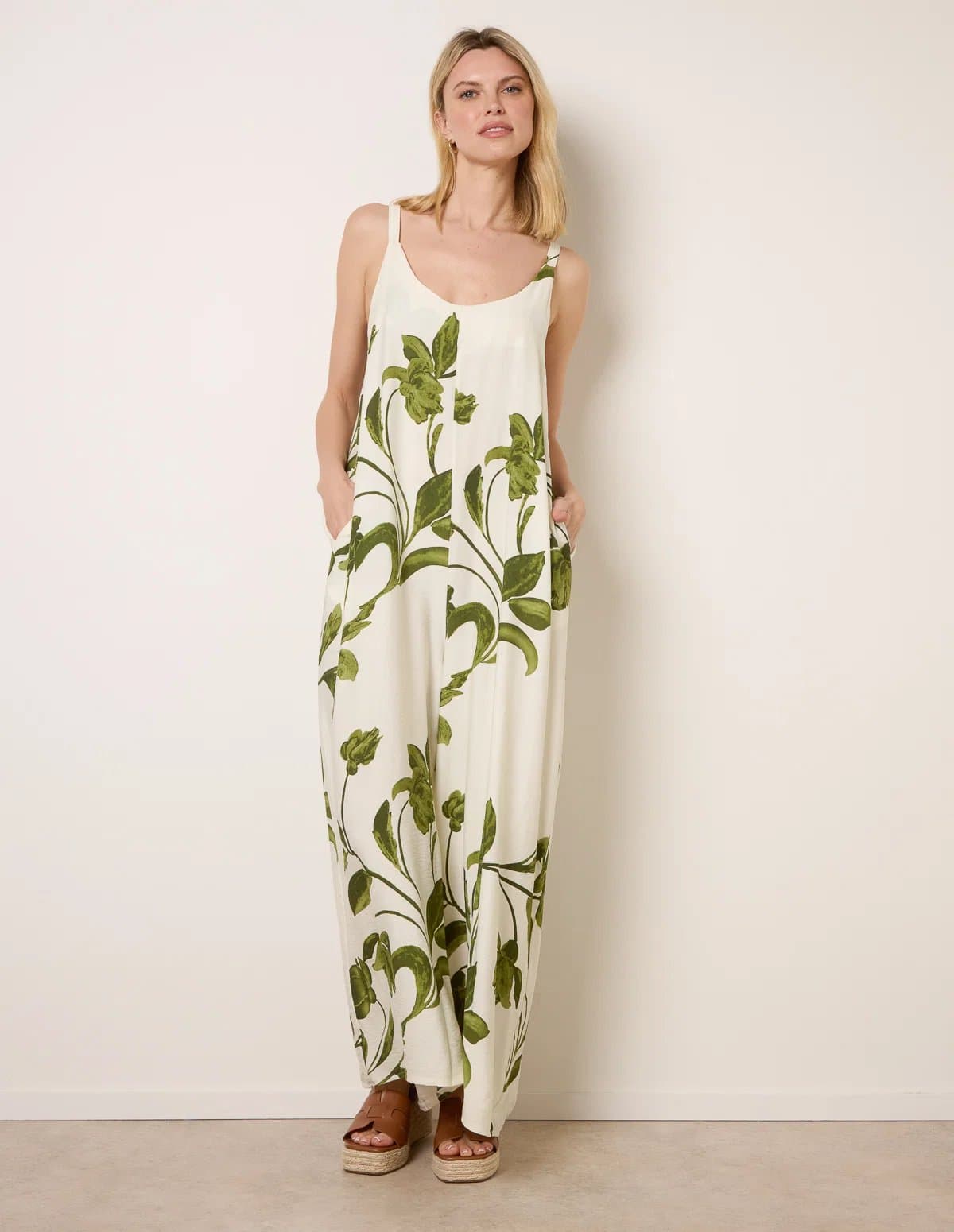 Blue Vanilla Floral Print Wide Leg Jumpsuit
