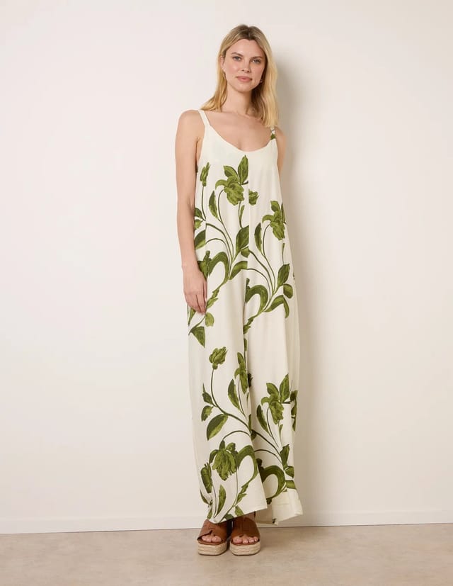 Blue Vanilla Floral Print Wide Leg Jumpsuit - 3