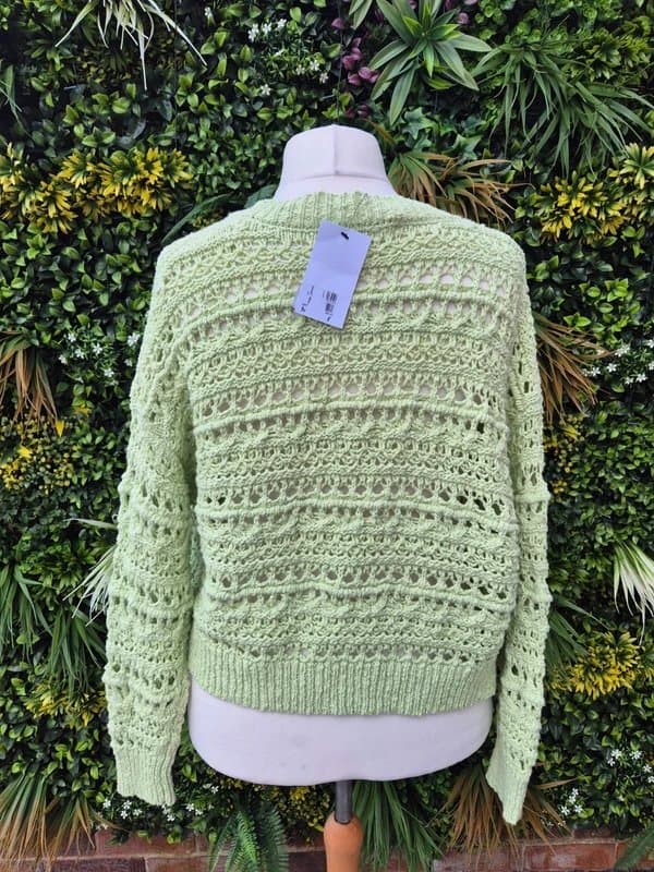 Next Next sage green 100% cotton stitch knitted cardigan size 14