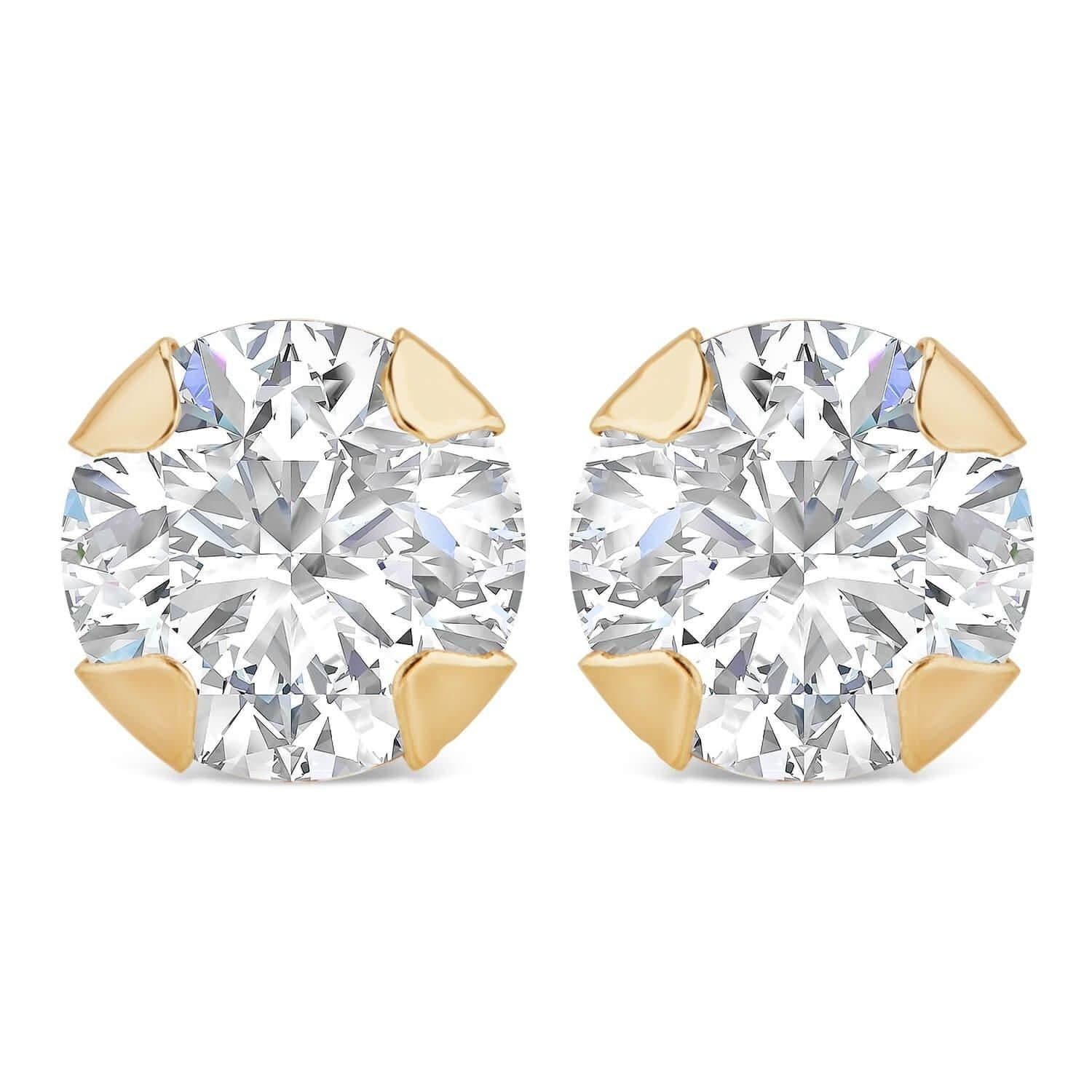 Fraser Hart Fraser Hart Women's 9ct Yellow Gold 5mm Four Claw Cubic Zirconia Stud Earrings