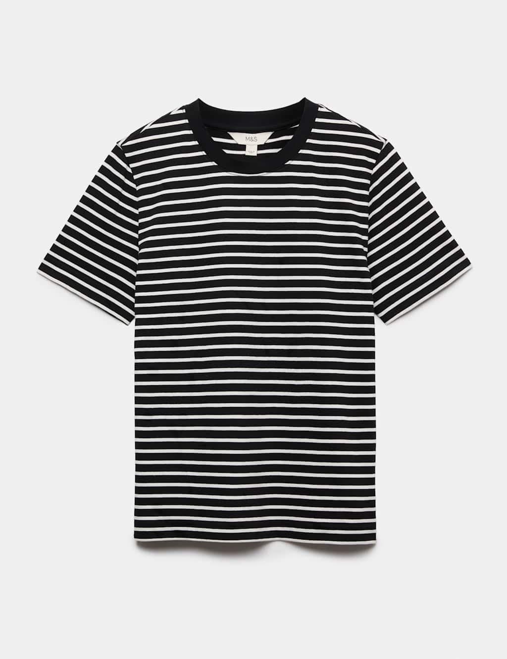 Marks & Spencer M&S Pure Cotton Everyday Crew Neck T-Shirt Black Mix