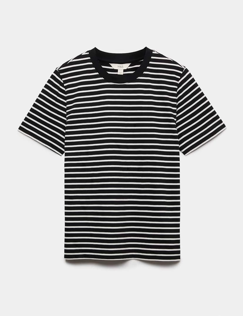 Marks & Spencer M&S Pure Cotton Everyday Crew Neck T-Shirt Black Mix - 1