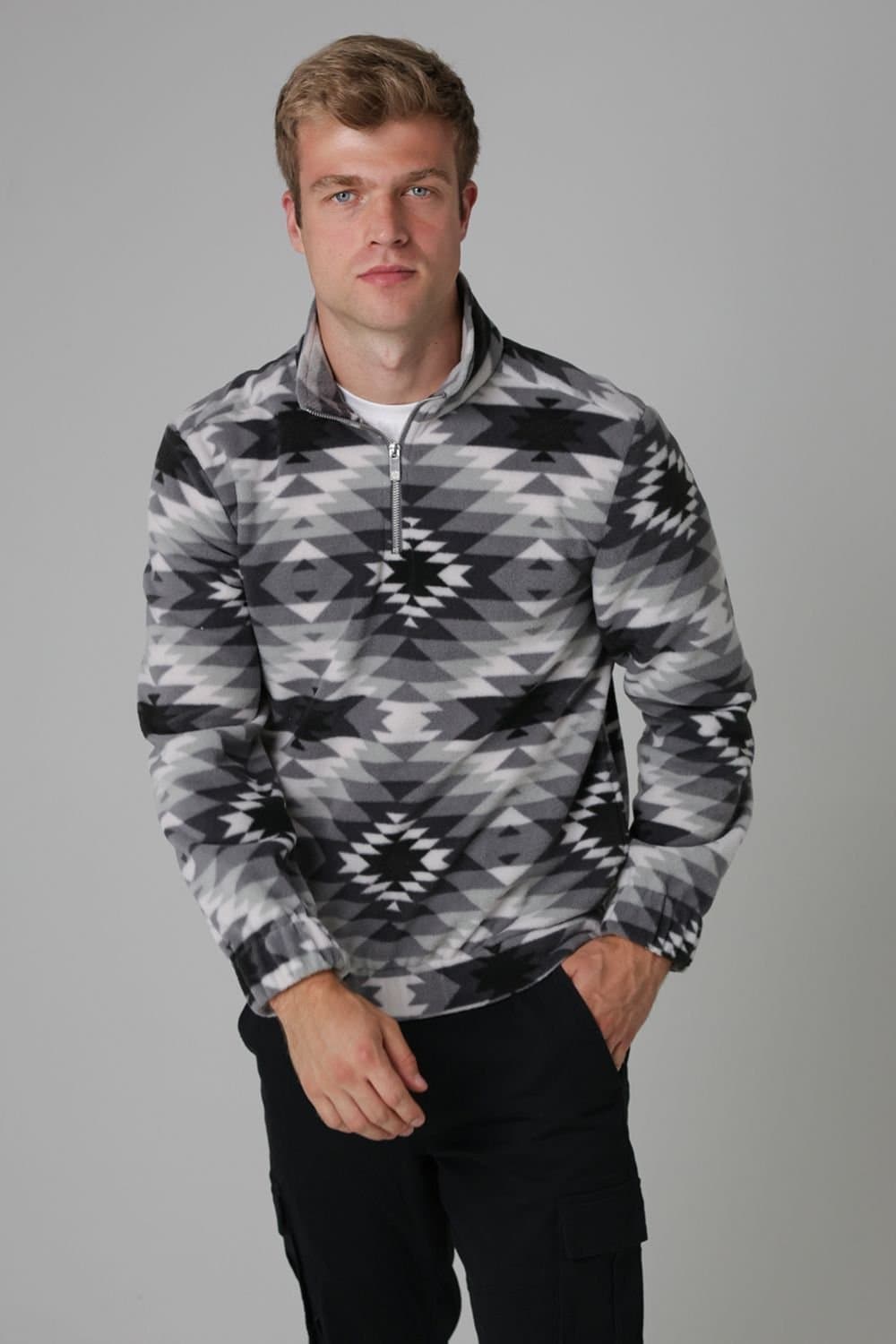 Nordam Nordam Men's Quarter Zip Funnel Neck Polar Fleece in Grey