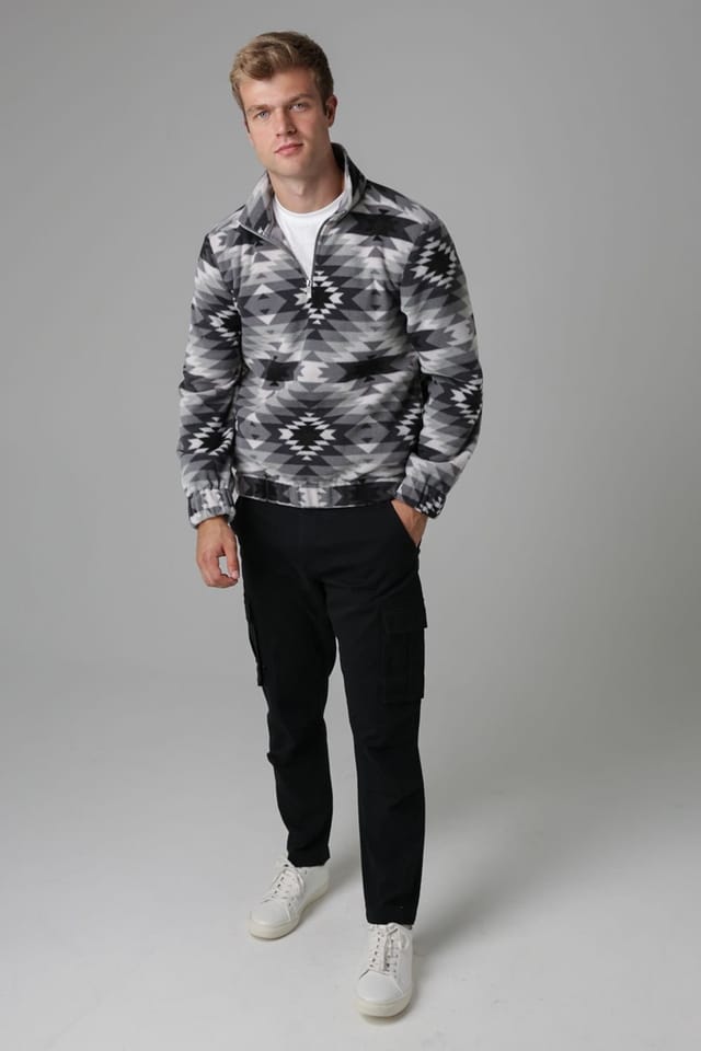 Nordam Nordam Men's Quarter Zip Funnel Neck Polar Fleece in Grey - 3