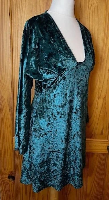 ASOS Emerald Green Crushed Velvet Plunge Neck Mini Dress