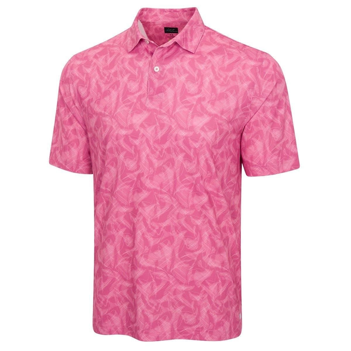 Greg Norman Greg Norman Men's Great White Mirage Ultra-Stretch Golf Polo Shirt in Bright Pink