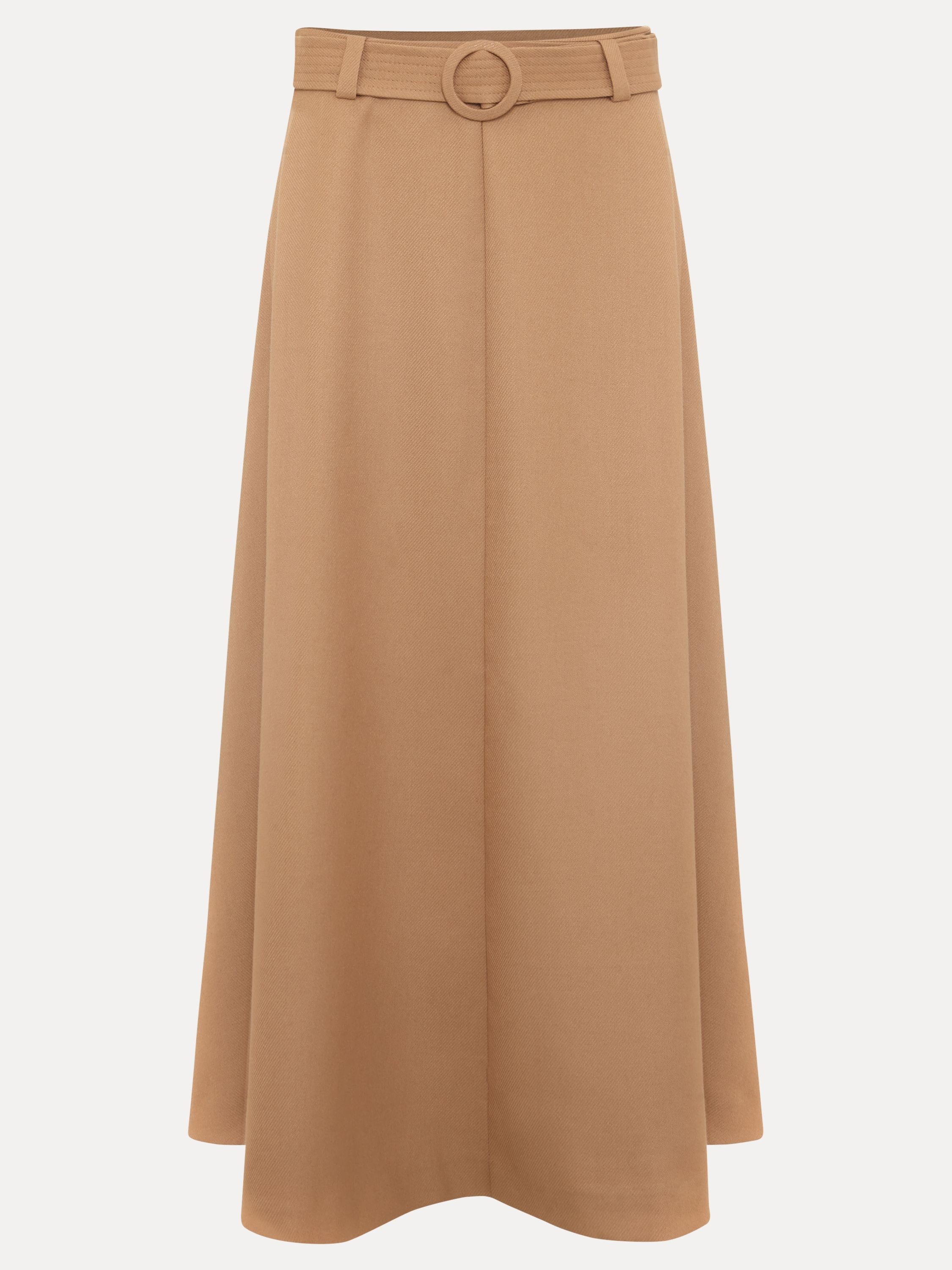 Phase Eight Phase Eight Women's Wool Blend Belted Midi Skirt in Light Tan - 2