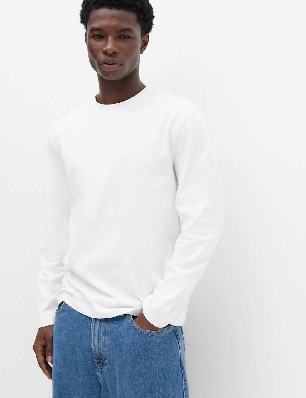 Marks & Spencer M&S Pure Cotton Soft Touch Long Sleeve T-Shirt White