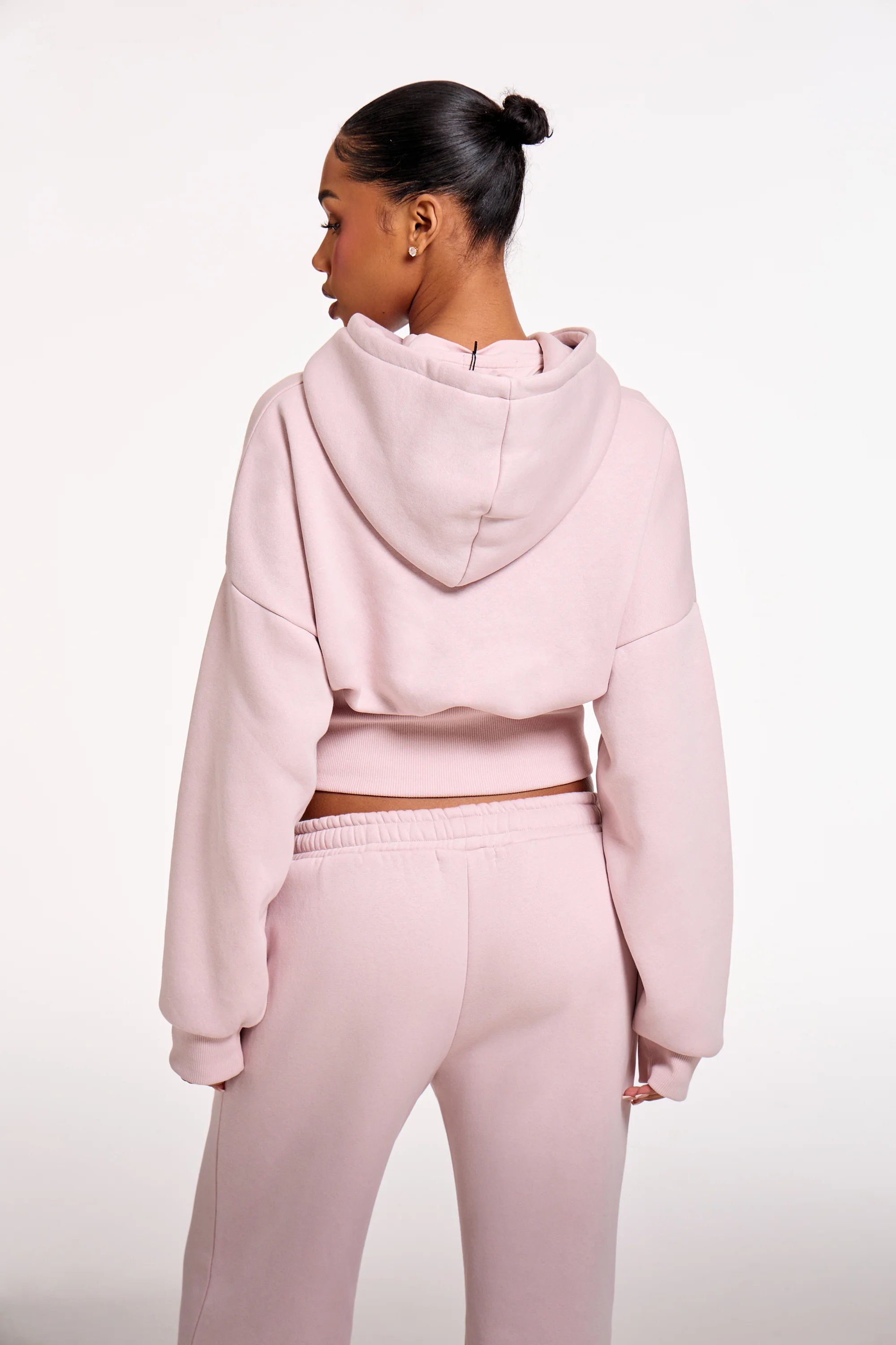 Kaiia Kaiia Chrome Logo Corset Zip Through Hoodie Pale Dusty Lilac - 4