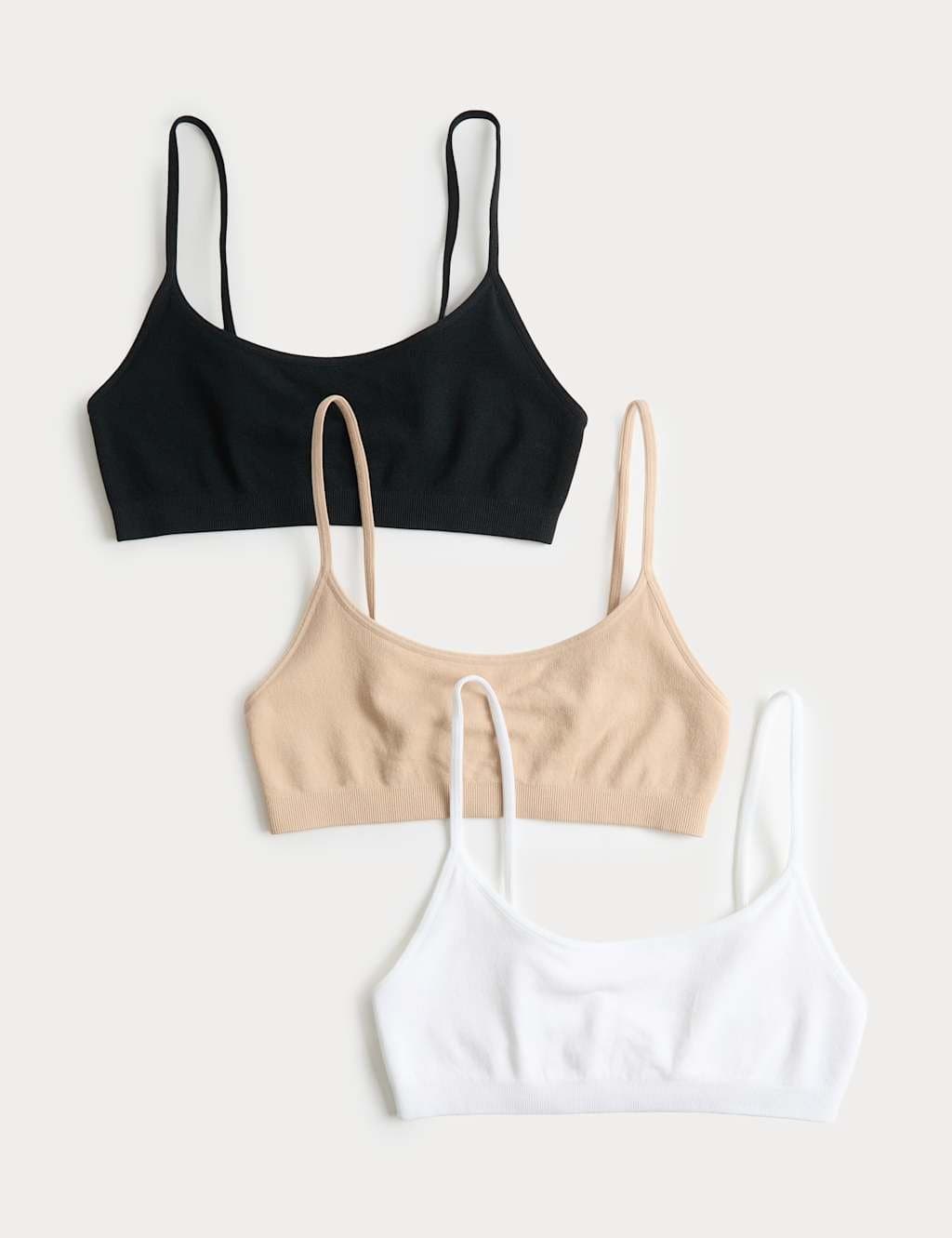 Marks & Spencer M&S Black Mix Seamless Non-Wired Micro Crop Tops 3-Pack