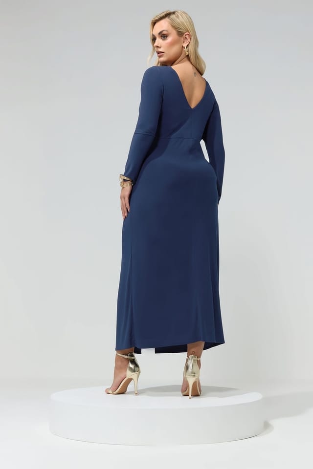 Yours Yours Women's Knot Front Maxi Dress in Mid Navy - 3
