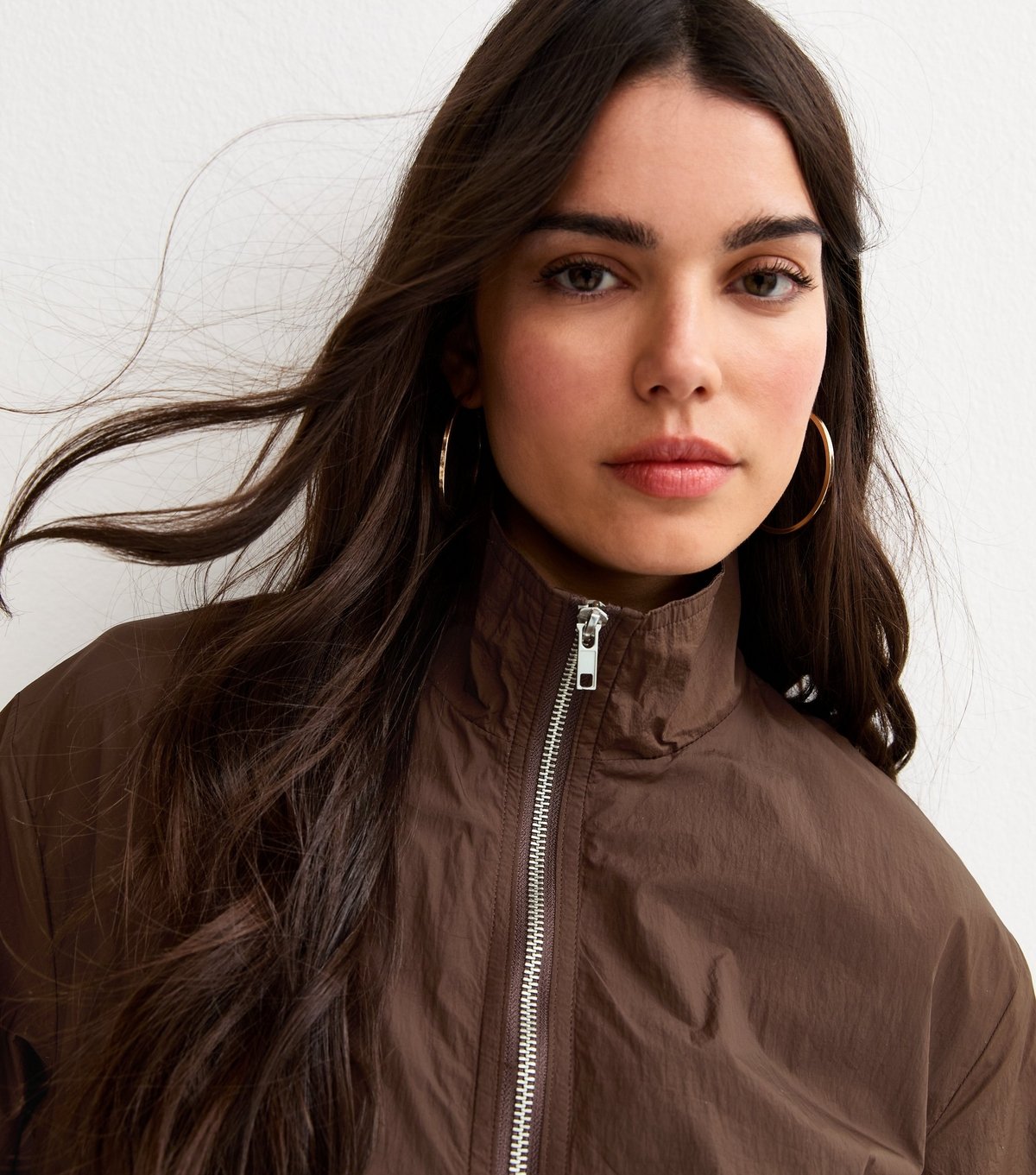 New Look Women's Dark Brown Zip Through Funnel Neck Jacket New Look - 3