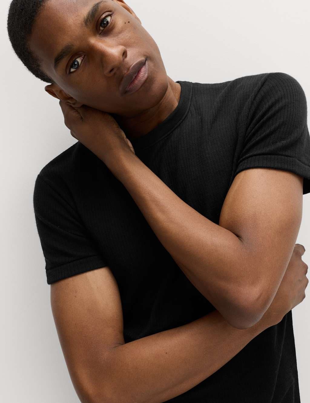 Marks & Spencer M&S Heatgen™ Black Wool Short Sleeve Top