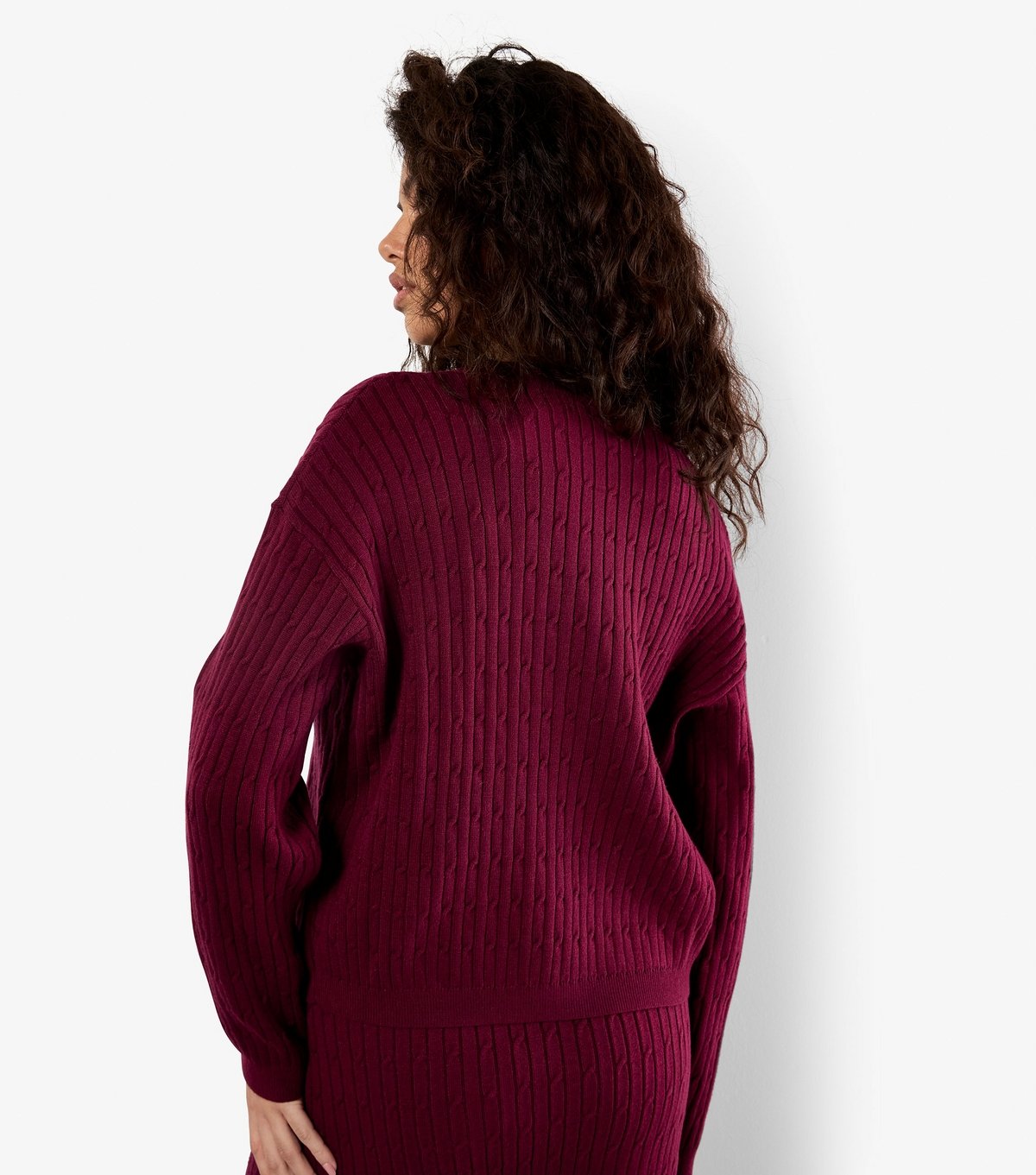 Apricot Women's Burgundy Cable Knit Jumper Apricot New Look - 2