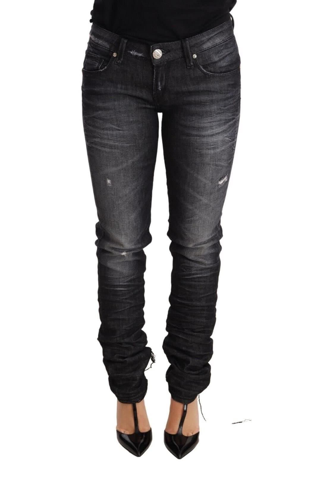 Acht Acht Women's Black Washed Cotton Skinny Jeans