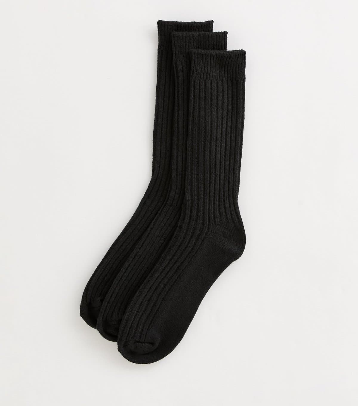 New Look Men's Mens Pack of 3 Fluffy Black Ribbed Socks New Look