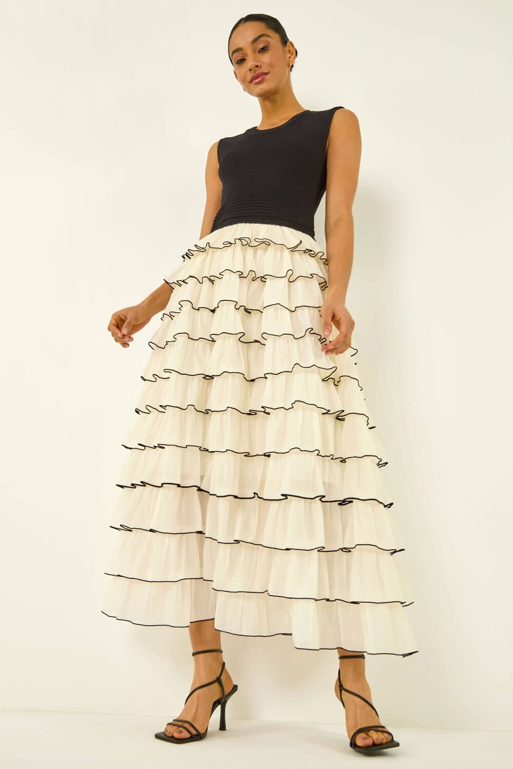 Dusk Dusk Women's Ruffle Knit Maxi Dress in Black - 4