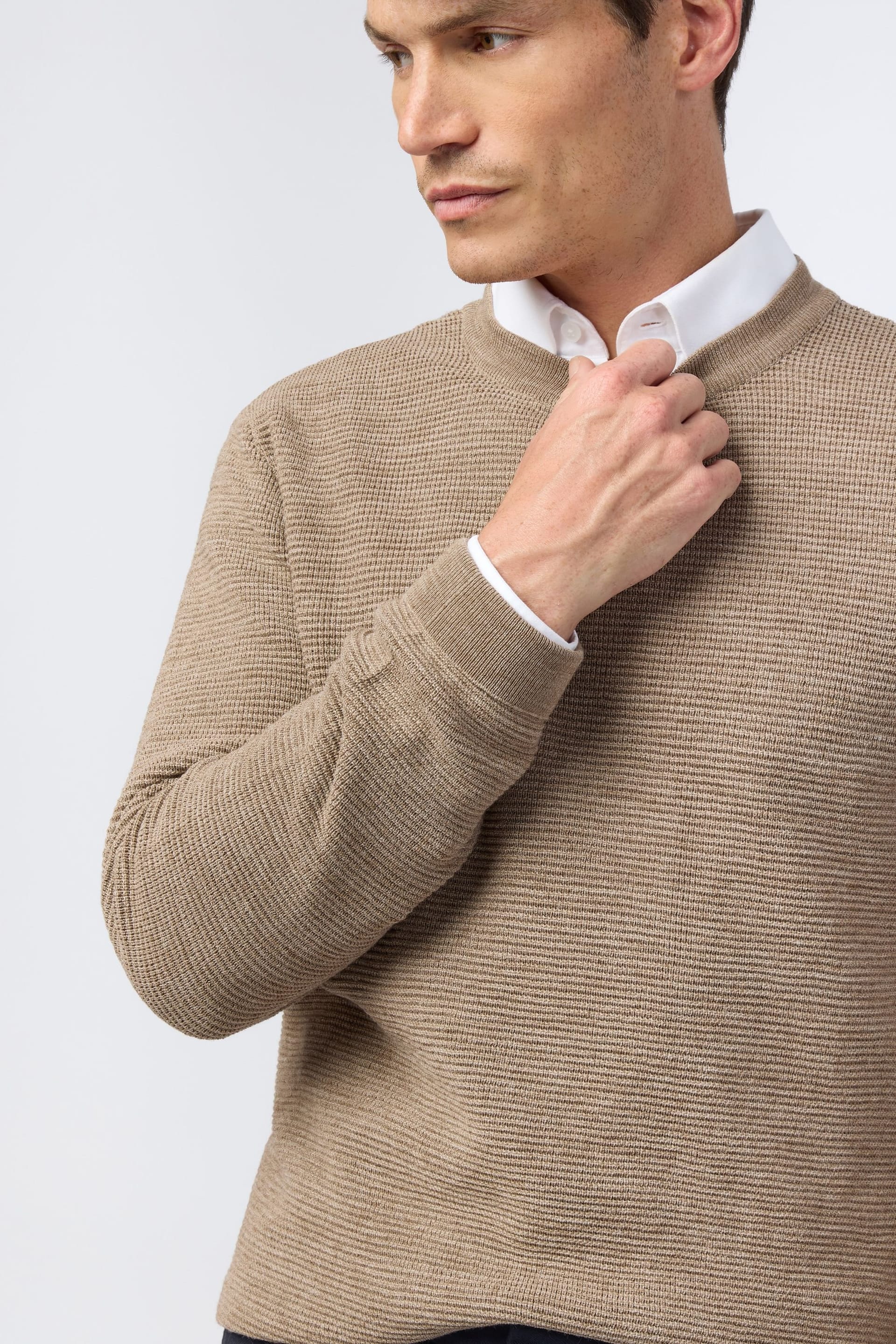 Melka Melka Men's Crew Neck Jumper in Tan - 4