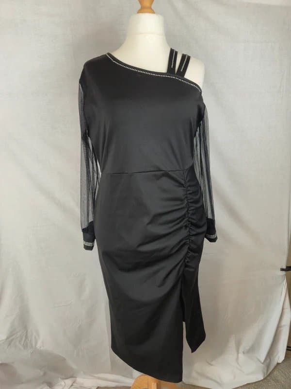 Shein Curve (306) shein 3xl one shoulder dress sheer sleeves size 22