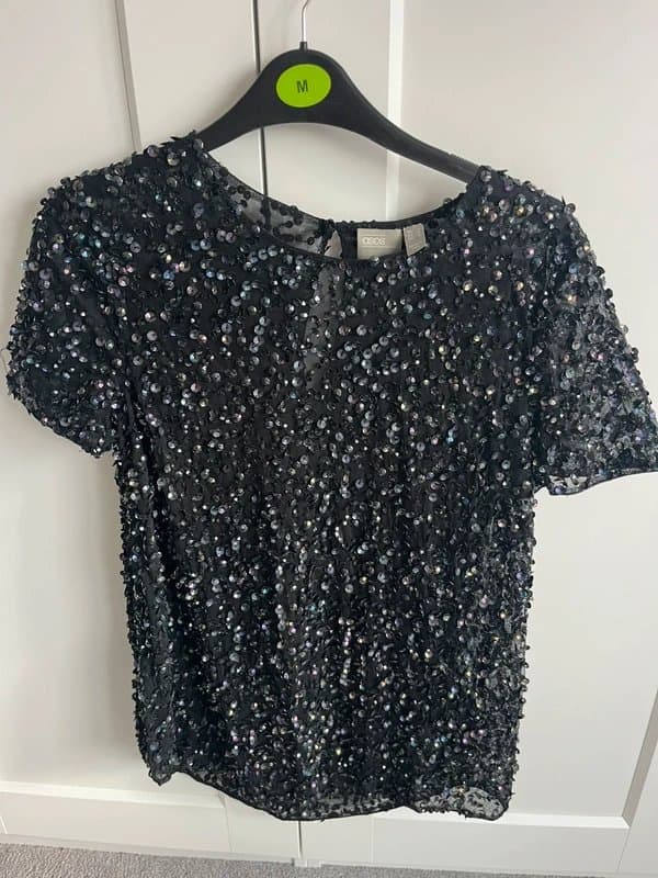 ASOS ASOS sheer sequin longline top size 8