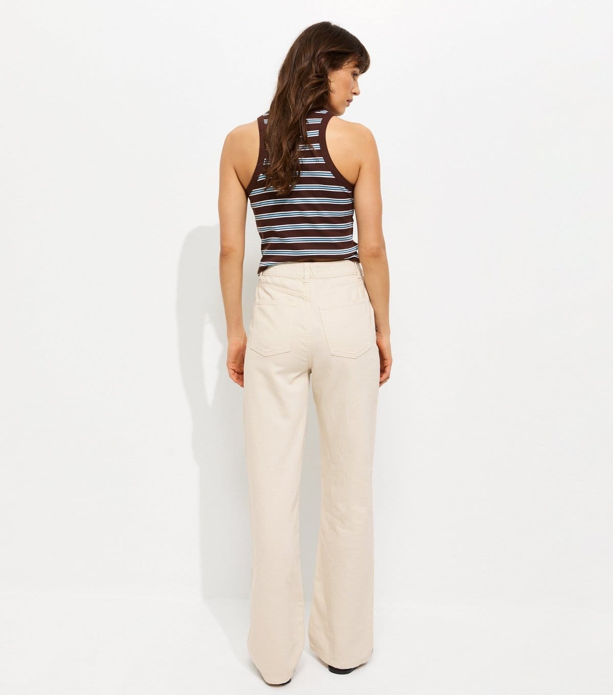 New Look Women's Tall Off White High Waist Adalae Wide Leg Jeans New Look - 4