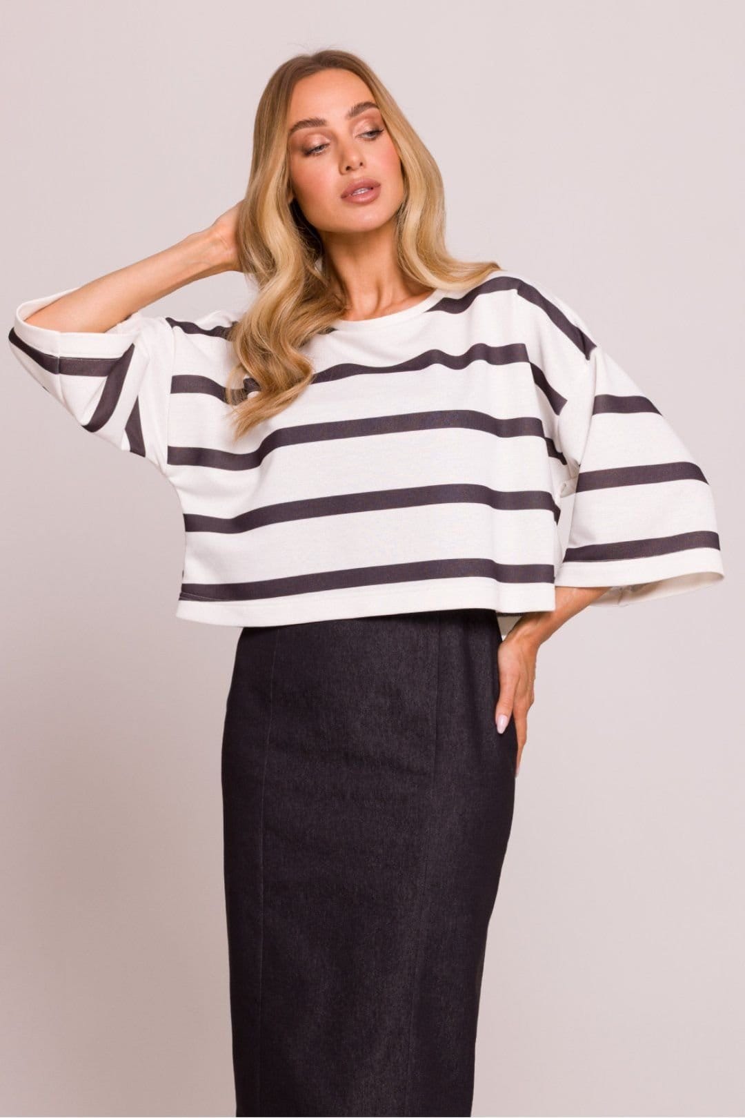 Love Lace Multicolor Boat Neck Oversized Knit Blouse