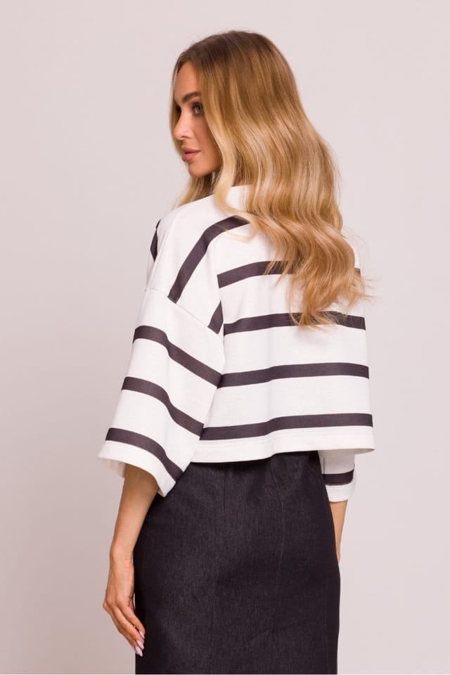 Love Lace Love Lace Women's Striped Oversized Knit Blouse with Boat Neck - 3