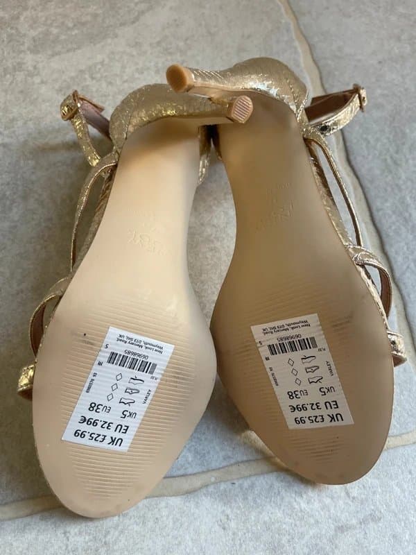 New Look Unworn New Look Gold Strappy Heels – Size 6 – 4” Heel