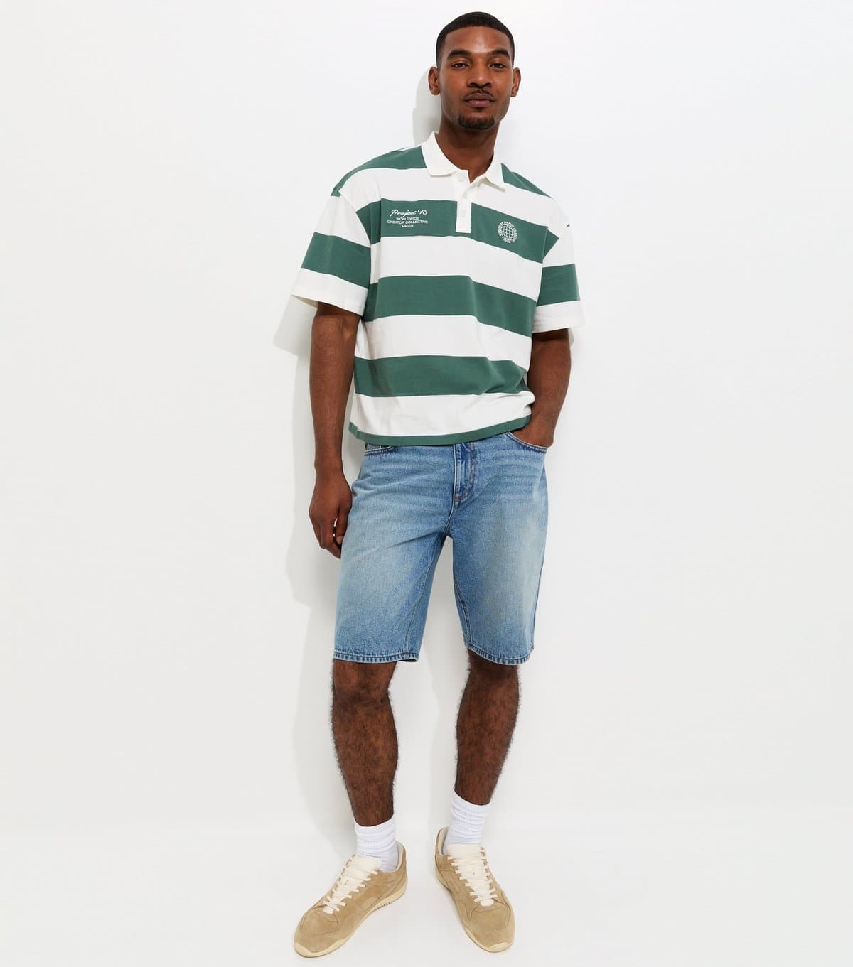 Only and Sons Men's Green Short Sleeve Rugby Polo Top Only and Sons New Look