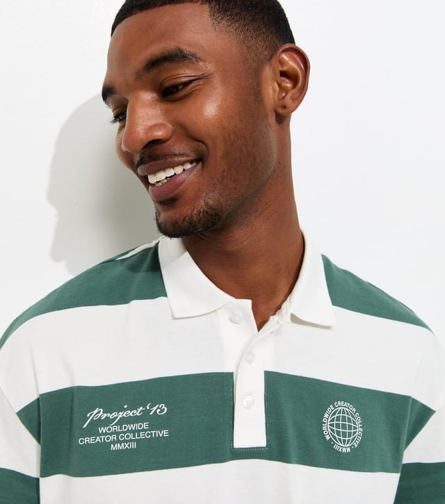 Only and Sons Men's Green Short Sleeve Rugby Polo Top Only and Sons New Look - 2