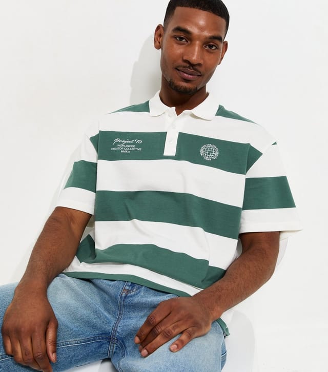 Only and Sons Men's Green Short Sleeve Rugby Polo Top Only and Sons New Look - 3