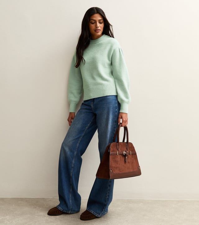 New Look Women's Mint Green Puff Sleeve Crew Neck Jumper New Look - 3