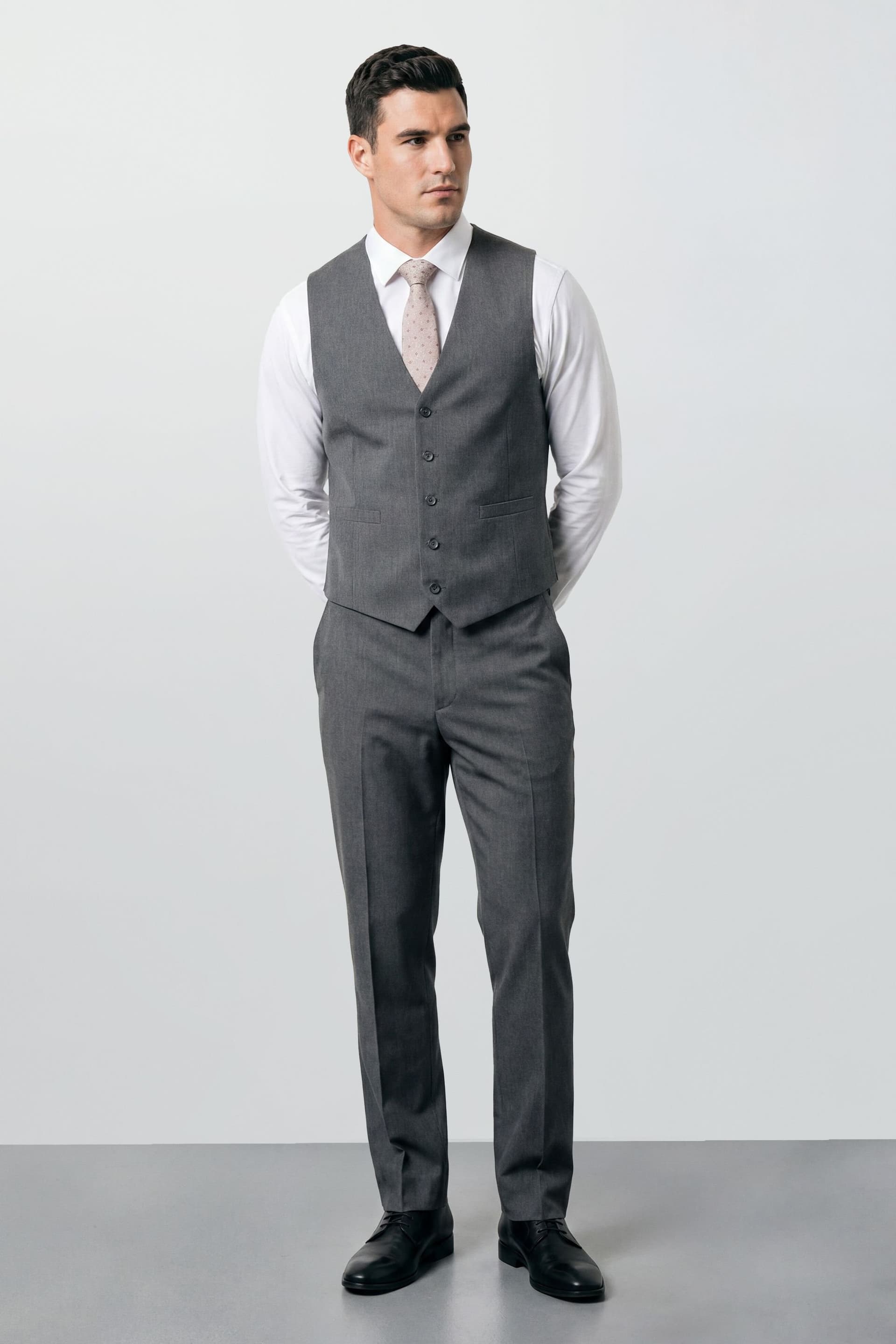 Burton Burton Men's Plus & Tall Mid Grey Essential Suit Waistcoat