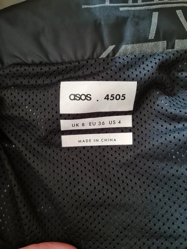 ASOS Asos 4505 8 Black waterproof reflective print puff sleeve track sports jacket bright bold statement - 1