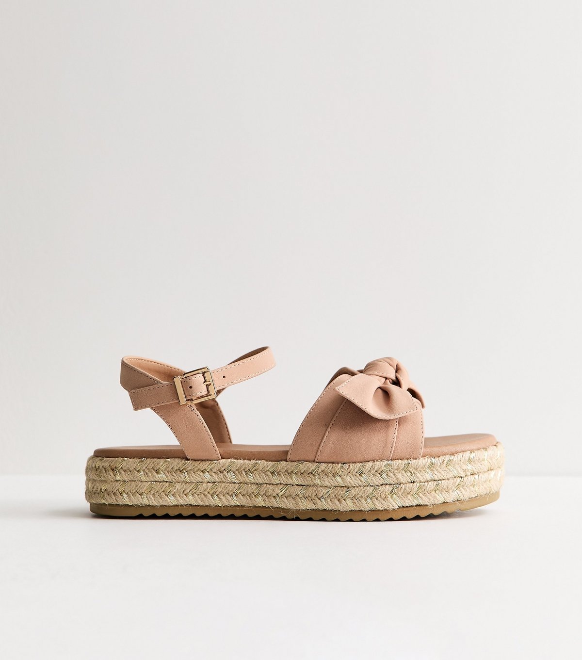 New Look Women's Extra Wide Fit Light Pink Bow Front Flatform Sandals Vegan New Look - 3