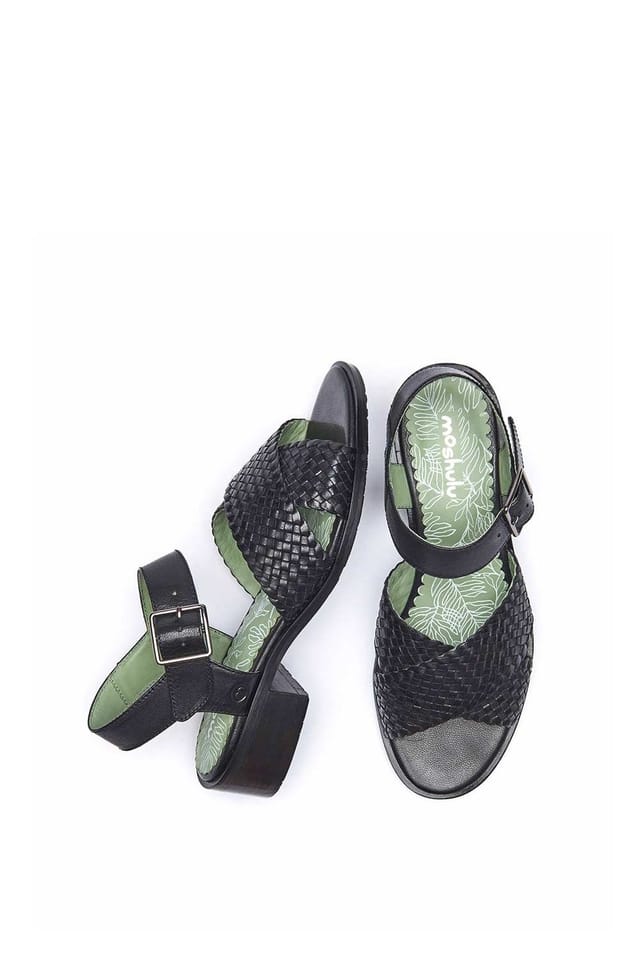 Moshulu Moshulu Women's 'Sapporo' Heeled Leather Sandals in Black - 2