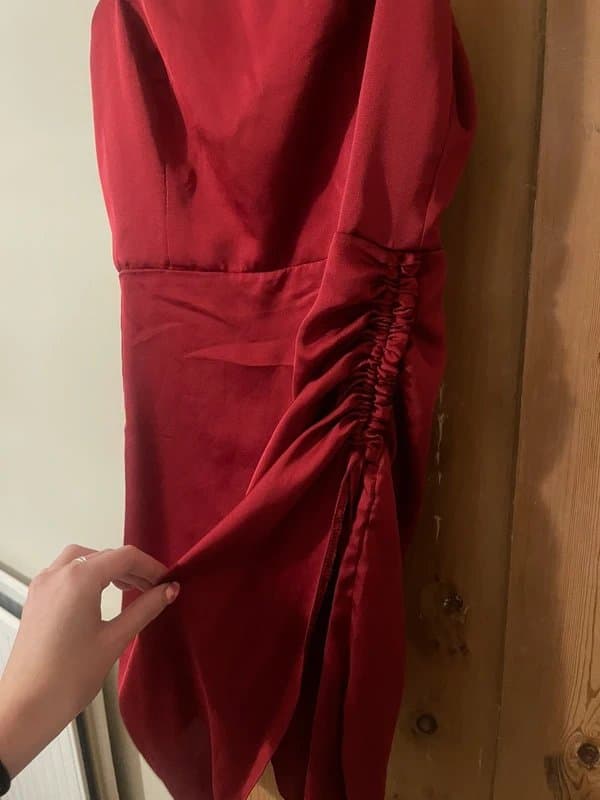 ASOS Burgundy mini dress satin tie detail ASOS