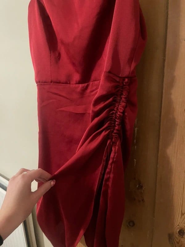 ASOS Burgundy Satin Mini Dress with Tie Detail