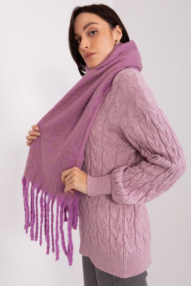 Love Lace Love Lace Women's Geometric Pattern Long Polyester Scarf with Tassels Winter in Violet - 2
