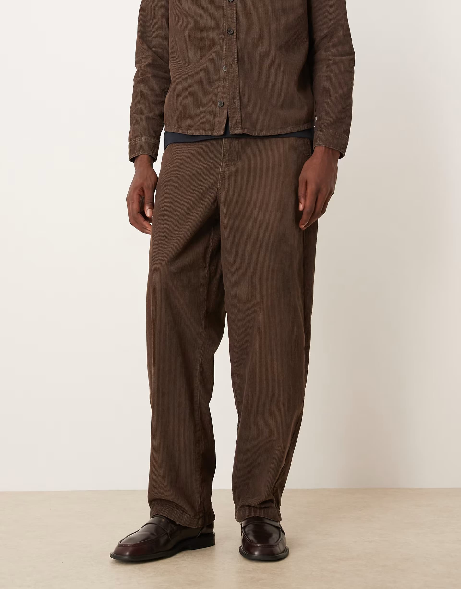 ASOS ASOS DESIGN co-ord loose straight trousers in brown corduroy