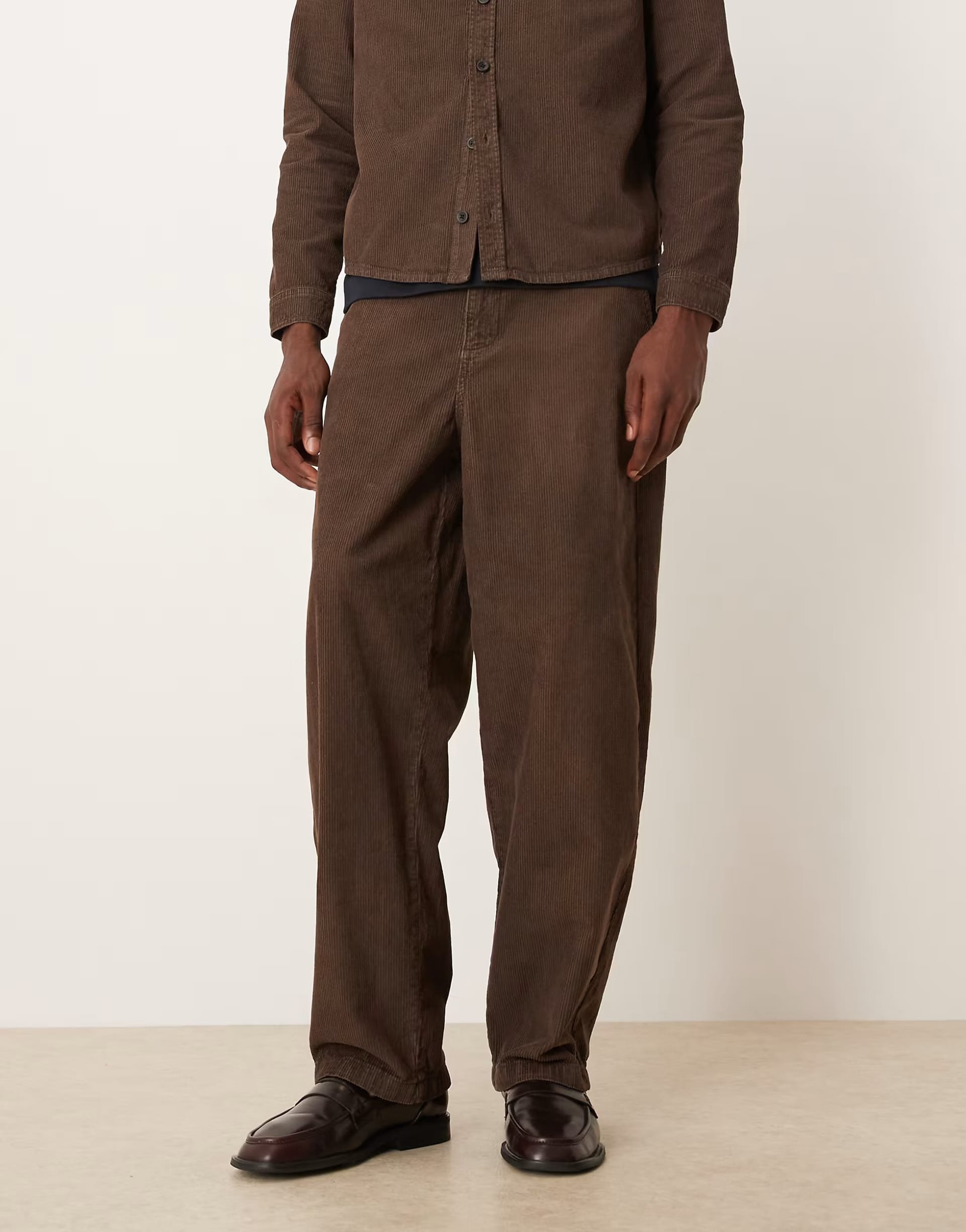 ASOS Brown Corduroy Loose Straight Trousers