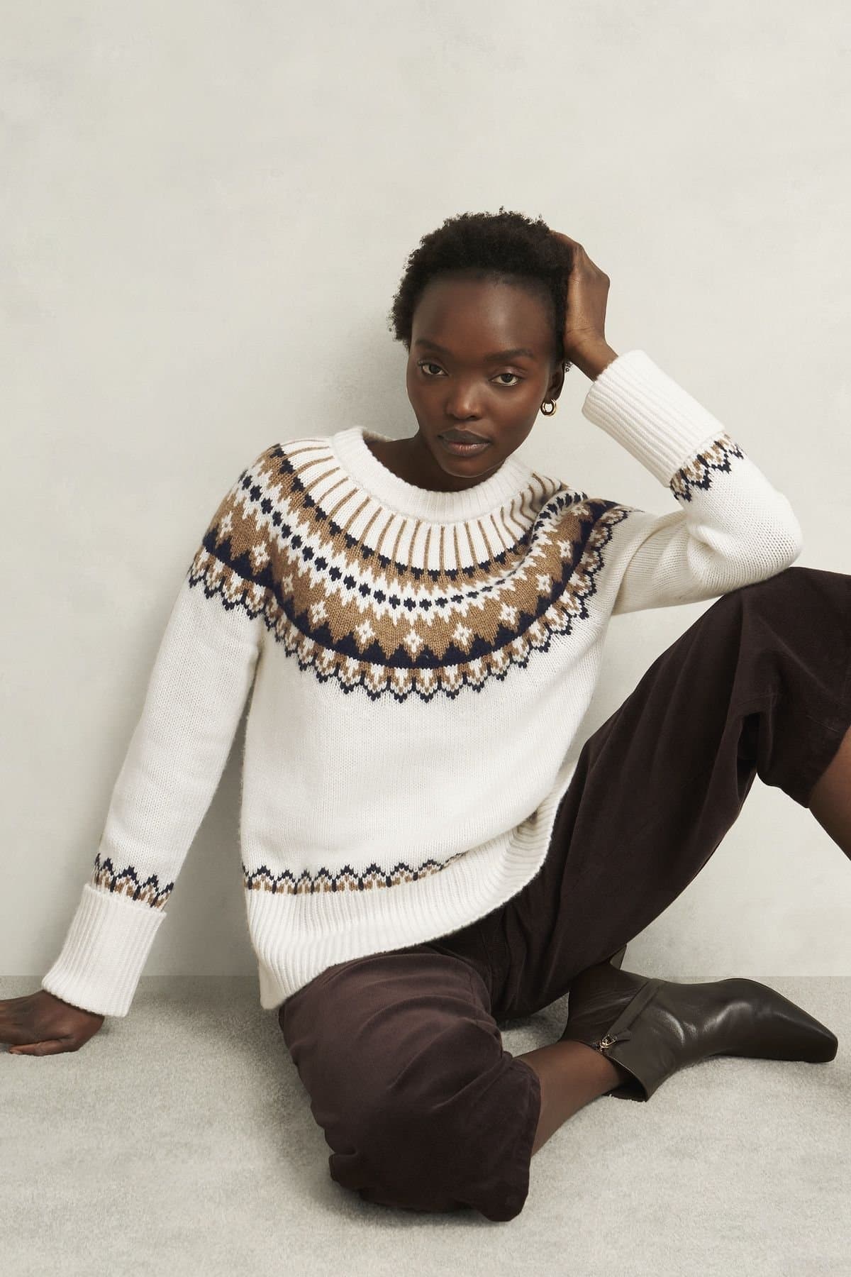 Hobbs London Hobbs London Women's Anya Fairisle Jumper in Natural White