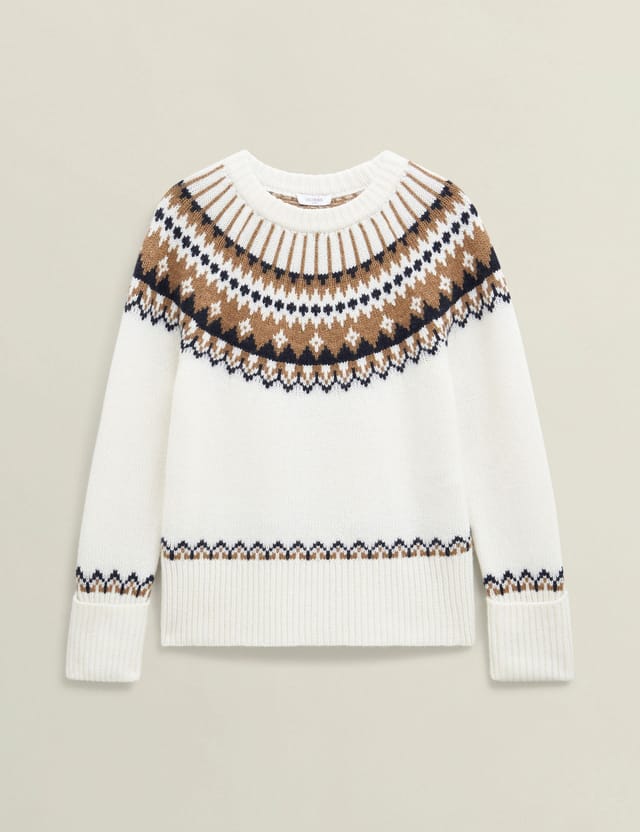 Hobbs London Hobbs London Women's Anya Fairisle Jumper in Natural White - 2